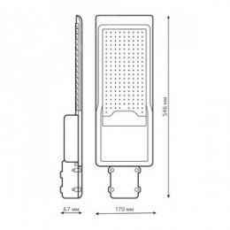 Светильник уличный консольный ДКУ 150 Вт 15000 лм 5000К AC 220В IP65 546х170х67мм косинусная КСС Д Avenue