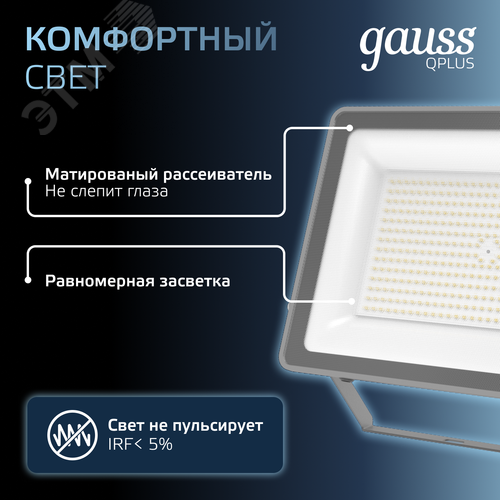 Прожектор светодиодный ДО 150 Вт 15750 Лм 6500К AC 220В IP65 250х32х335мм матированное закаленное стекло Qplus