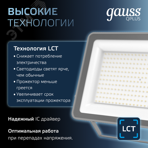 Прожектор светодиодный ДО 200 Вт 21000 Лм 6500К AC 220В IP65 290х32х400мм матированное закаленное стекло Qplus