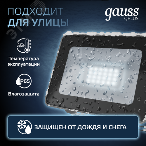 Прожектор светодиодный ДО 20 Вт 2100 Лм 6500К AC 220В IP65 102х28х125мм матированное закаленное стекло Qplus