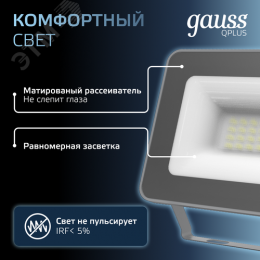 Прожектор светодиодный ДО 20 Вт 2100 Лм 6500К AC 220В IP65 102х28х125мм матированное закаленное стекло Qplus