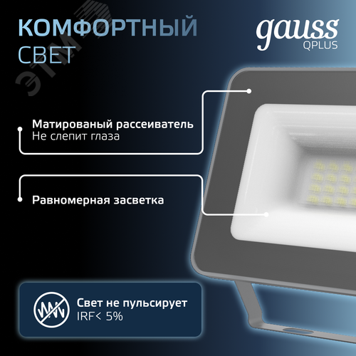 Прожектор светодиодный ДО 20 Вт 2100 Лм 6500К AC 220В IP65 102х28х125мм матированное закаленное стекло Qplus
