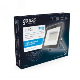 Прожектор светодиодный ДО 30 Вт 3150 Лм 6500К AC 220В IP65 128х28х160мм матированное закаленное стекло Qplus