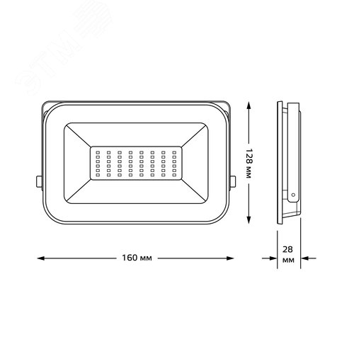 Прожектор светодиодный ДО 30 Вт 3150 Лм 6500К AC 220В IP65 128х28х160мм матированное закаленное стекло Qplus