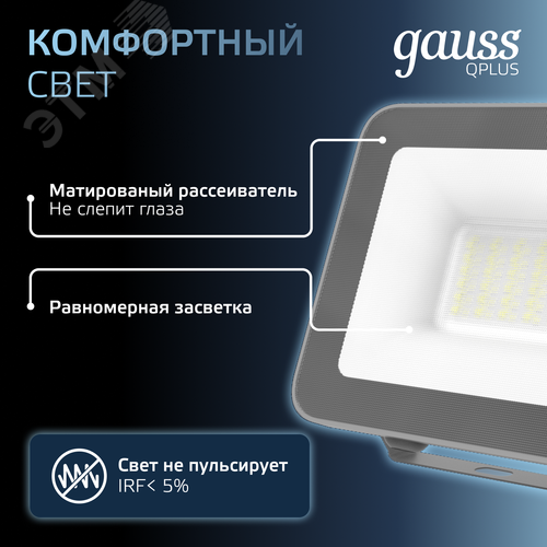 Прожектор светодиодный ДО 30 Вт 3150 Лм 6500К AC 220В IP65 128х28х160мм матированное закаленное стекло Qplus