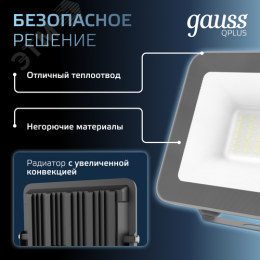 Прожектор светодиодный ДО 30 Вт 3150 Лм 6500К AC 220В IP65 128х28х160мм матированное закаленное стекло Qplus