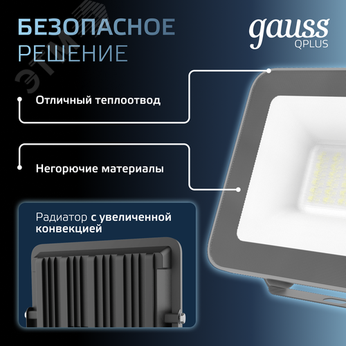 Прожектор светодиодный ДО 30 Вт 3150 Лм 6500К AC 220В IP65 128х28х160мм матированное закаленное стекло Qplus