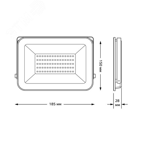 Прожектор светодиодный ДО 50 Вт 5250 Лм 6500К AC 220В IP65 150х28х185 мм матированное закаленное стекло Qplus