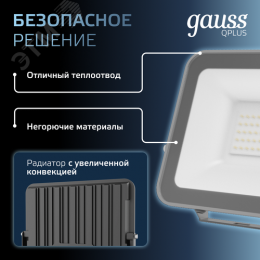 Прожектор светодиодный ДО 50 Вт 5250 Лм 6500К AC 220В IP65 150х28х185 мм матированное закаленное стекло Qplus