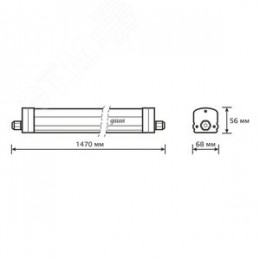 Светильник промышленный линейный ДСП 45 Вт 4500 лм 4000К AC 220В IP65 1470х60х55мм матовый сквозная проводка соеденяется в линию UNIVERSAL