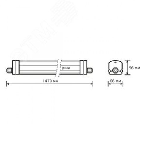 Светильник промышленный линейный ДСП 45 Вт 4500 лм 4000К AC 220В IP65 1470х60х55мм матовый сквозная проводка соеденяется в линию UNIVERSAL