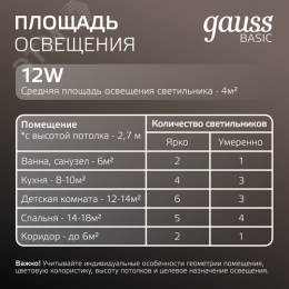 Светильник светодиодный ДВО 12 Вт 1000 лм 4000К AC 220В IP20 круг D145х26мм монт d120мм Пластик Basic