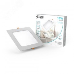 Светильник светодиодный ДВО 18 Вт 1600 лм 4000К AC 220В IP20 квадрат 170х170х26мм монт разм 140х140мм Пластик Basic