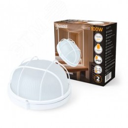 Светильник ЖКХ под лампу 1хE27 AC 220В IP54 круг D240х255 мм с решеткой max 100Вт НБП