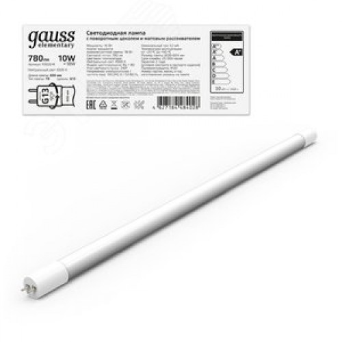 Лампа светодиодная LED 10 Вт 780 лм 4000К трубка Т8 нейтральный G13 AC 220В стеклянная Elementary