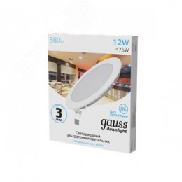 Светильник светодиодный ДВО 12 Вт 880 лм 4000К AC 220В IP20 круг D170х22мм монт d155мм Алюминий тонкий Slim