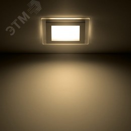 Светильник светодиодный ДВО 6 Вт 450 лм 3000К AC 220В IP20 квадрат 100х100х36мм монт разм 70х70мм Алюминий с декоративным стеклом Glass