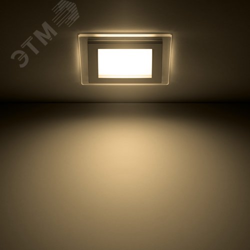 Светильник светодиодный ДВО 6 Вт 450 лм 3000К AC 220В IP20 квадрат 100х100х36мм монт разм 70х70мм Алюминий с декоративным стеклом Glass