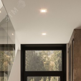 Светильник светодиодный ДВО 6 Вт 450 лм 3000К AC 220В IP20 квадрат 100х100х36мм монт разм 70х70мм Алюминий с декоративным стеклом Glass