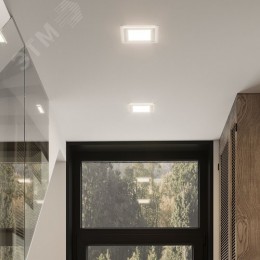 Светильник светодиодный ДВО 12 Вт 990 лм 4000К AC 220В IP20 квадрат 160х160х36мм монт разм 118х118мм Алюминий с декоративным стеклом Glass