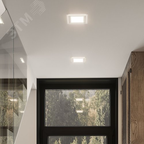 Светильник светодиодный ДВО 12 Вт 990 лм 4000К AC 220В IP20 квадрат 160х160х36мм монт разм 118х118мм Алюминий с декоративным стеклом Glass