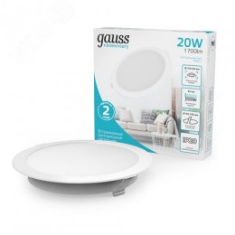 Светильник светодиодный ДВО 20 Вт 1700 лм 4000К AC 220В IP20 круг D170х26мм монт d140мм Пластик Elementary