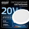 Светильник светодиодный ДВО 20 Вт 1700 лм 4000К AC 220В IP20 круг D170х26мм монт d140мм Пластик Elementary