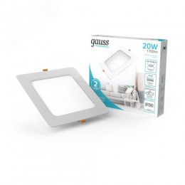 Светильник светодиодный ДВО 20 Вт 1700 лм 4000К AC 220В IP20 квадрат 170х170х26мм монт разм 140х140мм Пластик Elementary