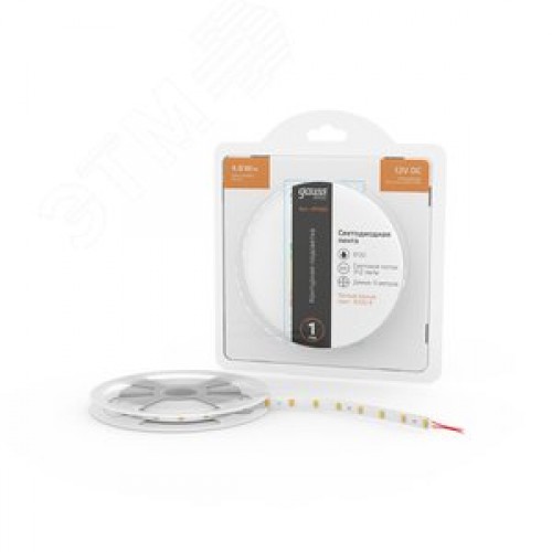Лента светодиодная LED 2835/60-SMD 4.8 Вт/м 312 лм/м 3000К DC 12В IP20 8 мм (блистер 5 м) Basic