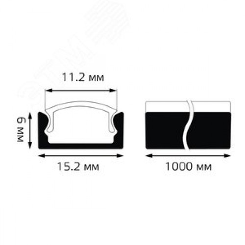 Профиль для светодиодной ленты 1000х15х6мм прямой Аксессуары