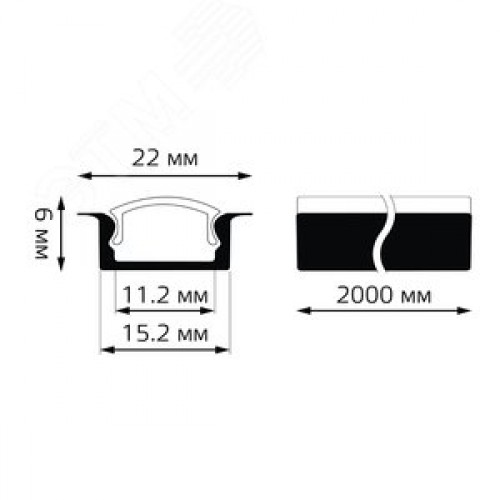 Профиль для светодиодной ленты 2000х22х6мм врезной глубокий Аксессуары