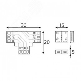 Набор коннекторов для светодиодной RGB ленты 5050 10мм Т-образный RGB 3014/5050/5060/5630 Basic