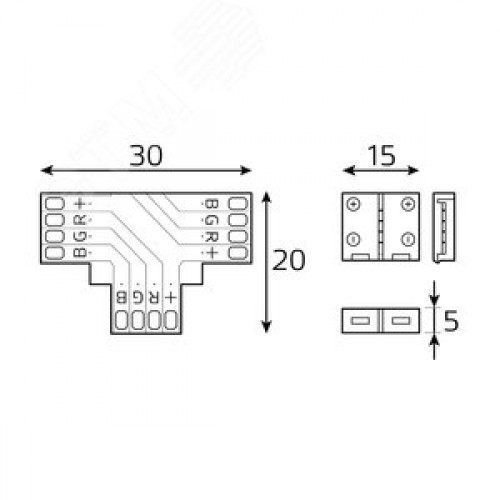 Набор коннекторов для светодиодной RGB ленты 5050 10мм Т-образный RGB 3014/5050/5060/5630 Basic