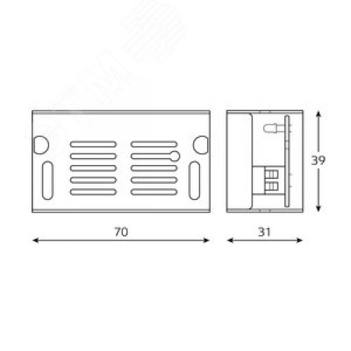 Блок питания для светодиодной ленты 15 Вт AC 176-264В Uвых 12В IP20 70х39х31мм Basic