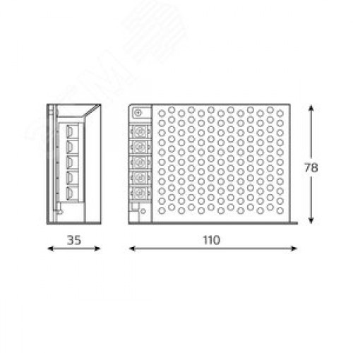 Блок питания для светодиодной ленты 40 Вт AC 176-264В Uвых 12В IP20 110х78х35мм Basic
