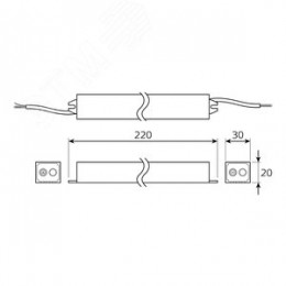 Блок питания для светодиодной ленты 40 Вт AC 176-264В Uвых 12В IP67 220х30х20мм Basic