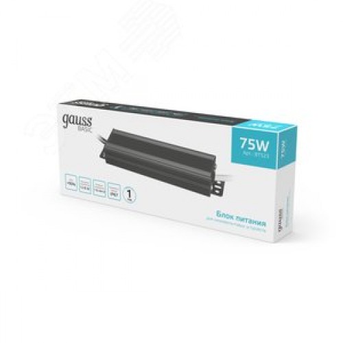 Блок питания для светодиодной ленты 75 Вт AC 176-264В Uвых 12В IP67 158х43х21мм Basic