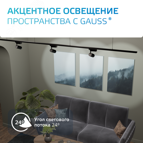 Светильник светодиодный трековый на шинопровод ДПО 42 Вт 3650 лм 4000К AC 220В Черный IP20 D214х240мм однофазный угол 24 грд Track