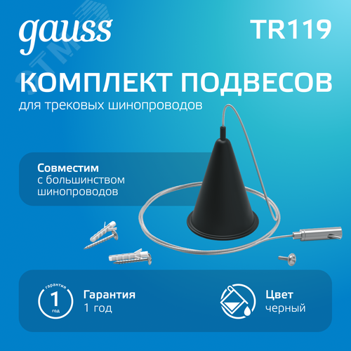 Комплект подвесов для трековых шинопроводов Черный 1шт Track