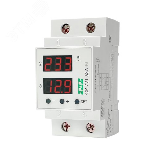 Реле напряжения с контролем тока и разрывом нуля CP-721-63A-N