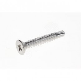 Саморез 3,9x45 DIN7504O с потайной головкой и буром на конце оцинкованная сталь (500шт)