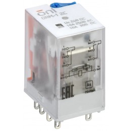 Реле интерфейсное ORM-1 2C 24В DC со светодиодом и тестовой кнопкой ONI