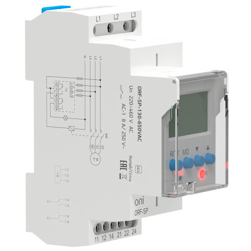 Реле контроля фаз ORF-SP 3 фазы 2 контакта 130-650В AC ONI