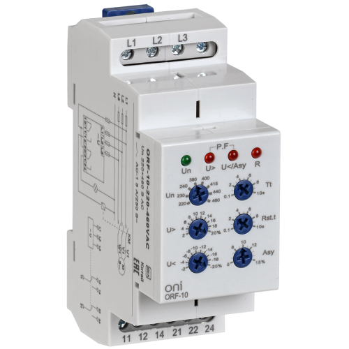 Реле контроля фаз ORF-10 3 фазы 2 контакта 220-460В AC ONI