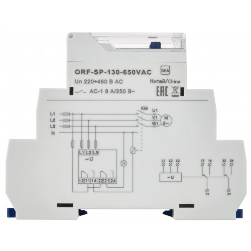 Реле контроля фаз ORF-SP 3 фазы 2 контакта 130-650В AC ONI