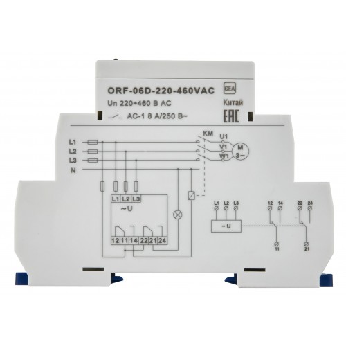 Реле контроля фаз ORF-06D 3 фазы 2 контакта 220-460В AC ONI