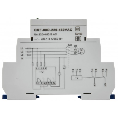 Реле контроля фаз ORF-08D 3 фазы 2 контакта 220-460В AC ONI