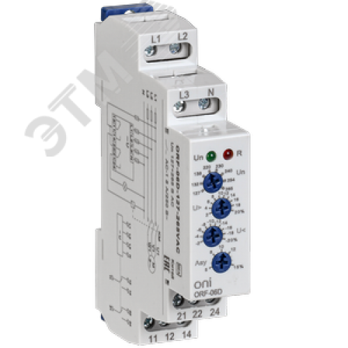 Реле фаз ORF-06D трехфазное 2 контакта 127-265В AC с контролем нейтрали