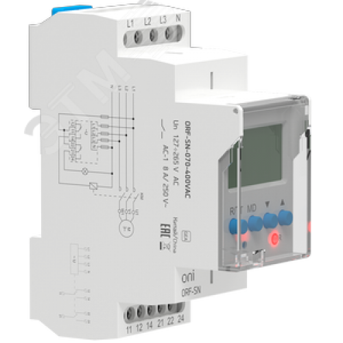Реле фаз ORF-SN трехфазное 2 контакта 70-400В AC с контролем нейтрали