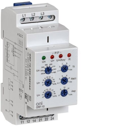 Реле контроля фаз ORF-10 3 фазы 2 контакта 220-460В AC ONI